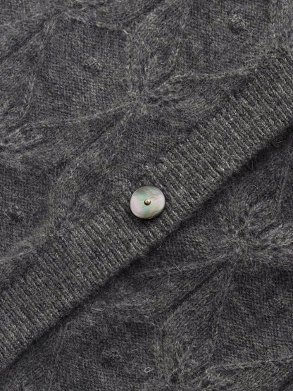 100% Cashmere Jacquard Women Cardigan
