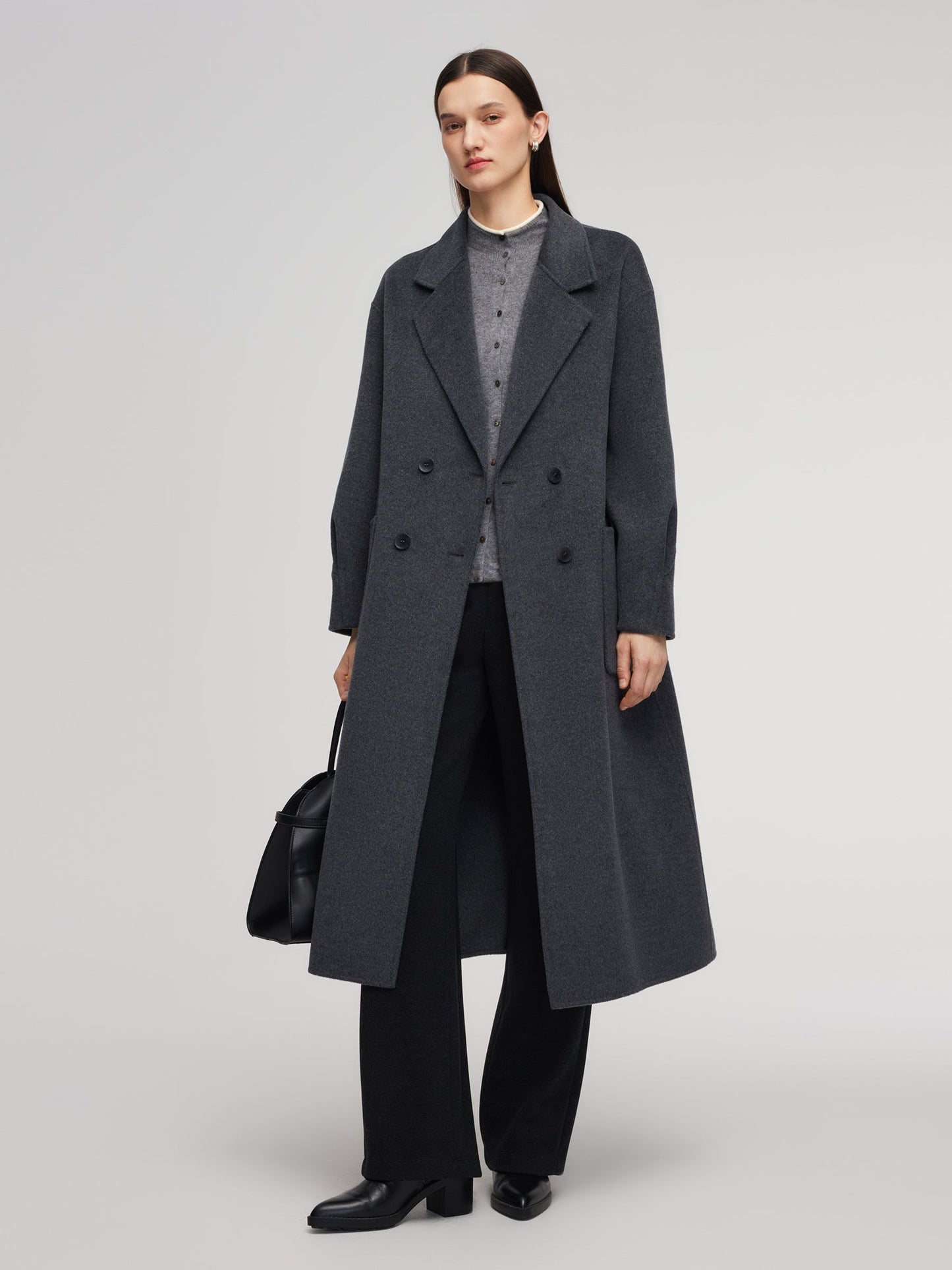 100% Wool Double-Faced Women Wrap Overcoat