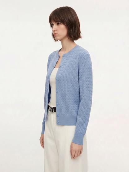 100% Cotton Cable Knit Women Cardigan