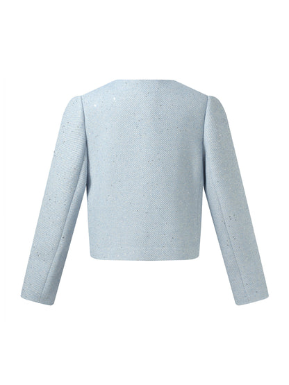 Acetate Blend Sequins Women Crop Jacket
