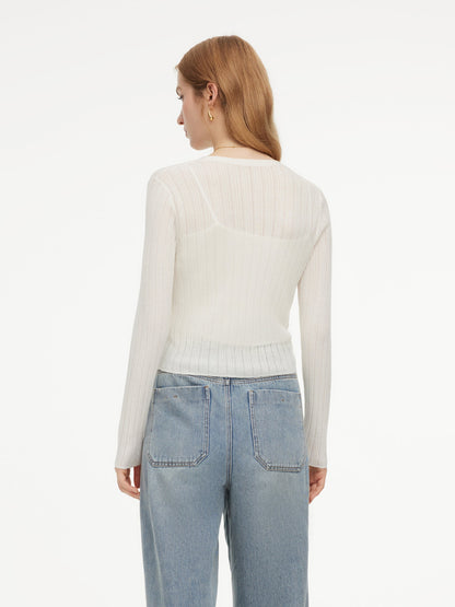 Tencel Wool Blend V-Neck Women Cardigan