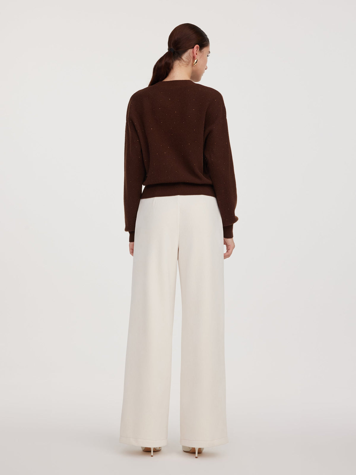 Velvet Ribbed Loose Straight Leg Women Knit Pants