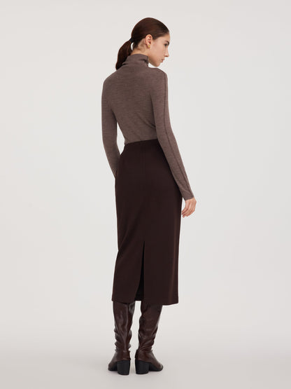 Back Slit Column Women Knit Skirt