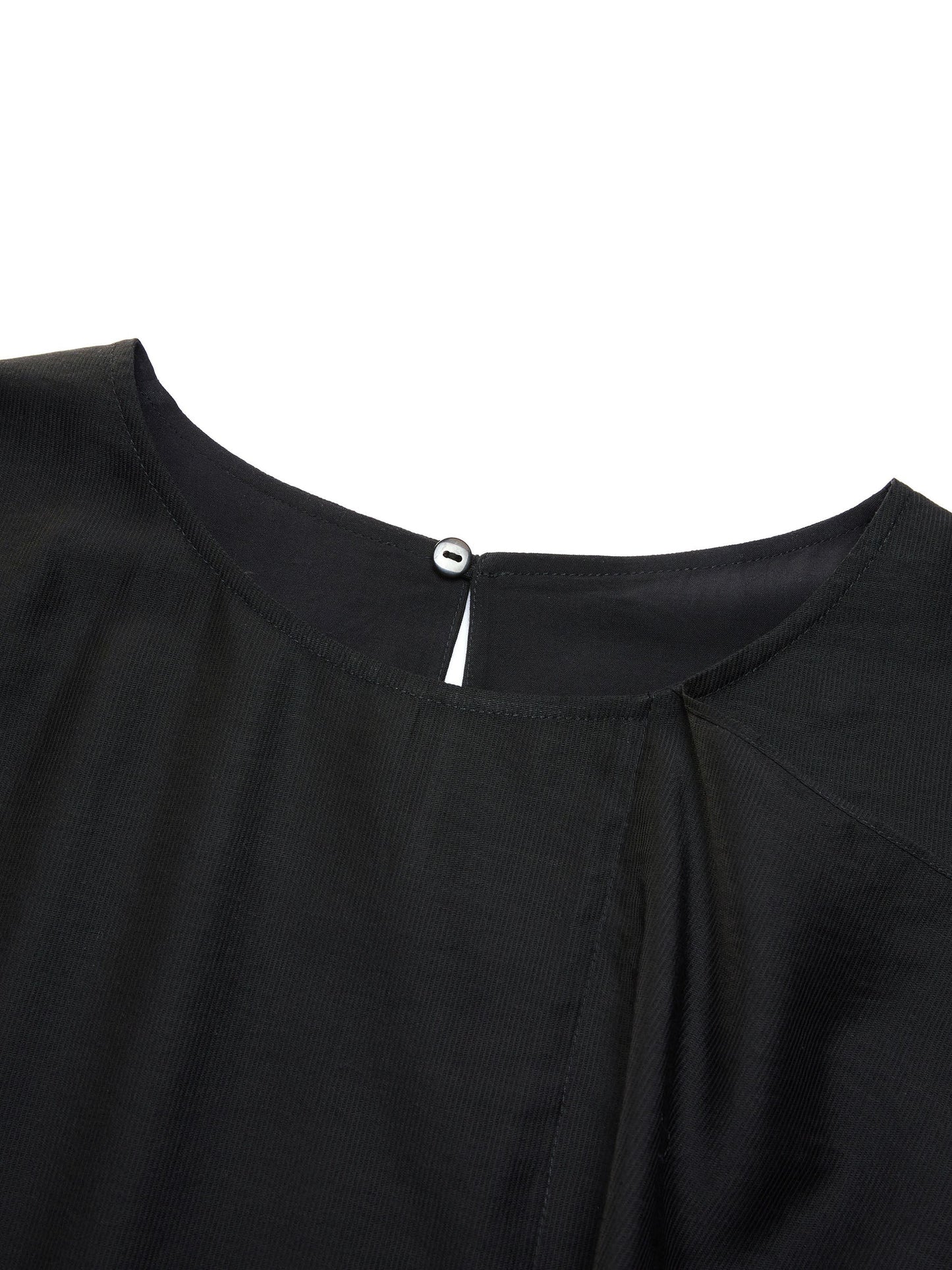 Lyocell Blend Black Ruffle-Detailing Women Tank Top
