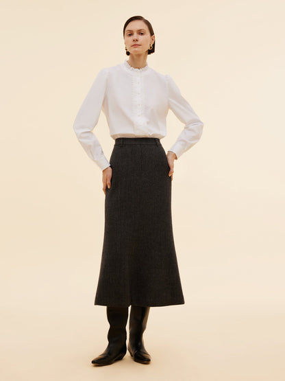100% Washable Wool Back Slit Women Mermaid Skirt