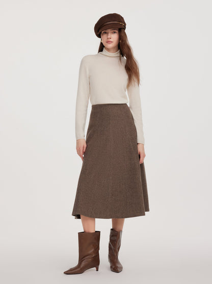 Washable Wool Women A-Line Flared Skirt