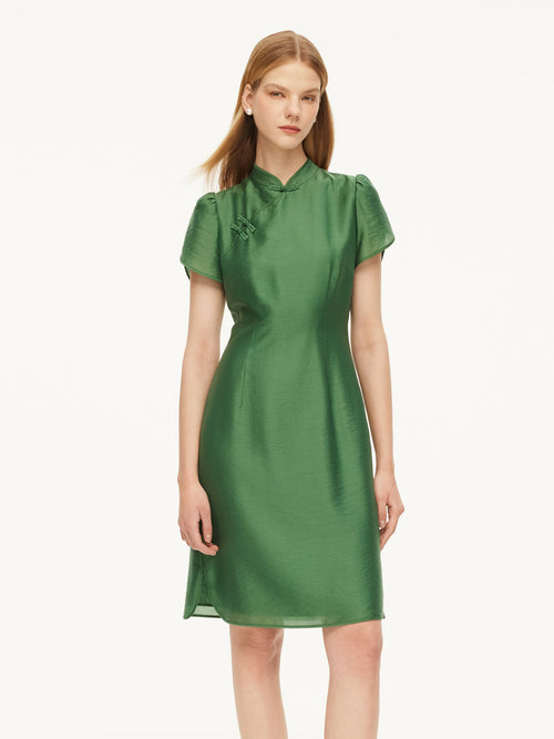 Tencel Blend Women Qipao Mini Dress