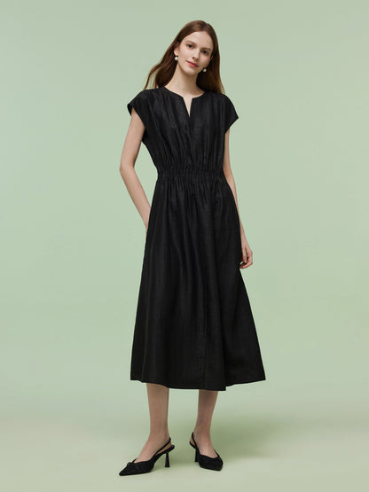 18MM Xiang Yun Silk Women Elastic Waist Maxi Dress