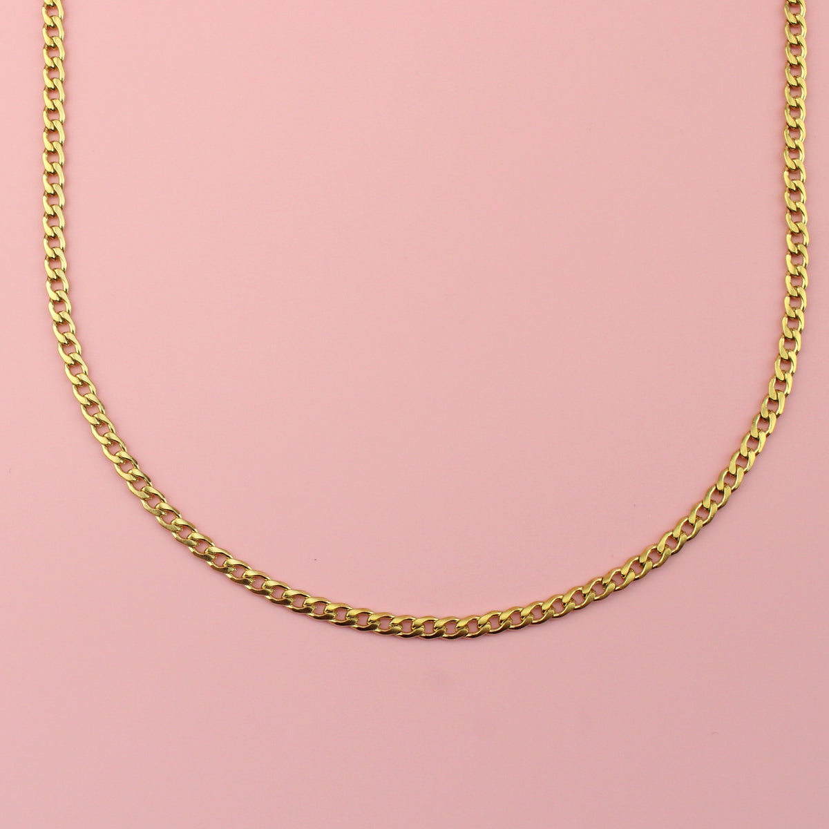 3mm Curb Chain Necklace (Gold Plated)