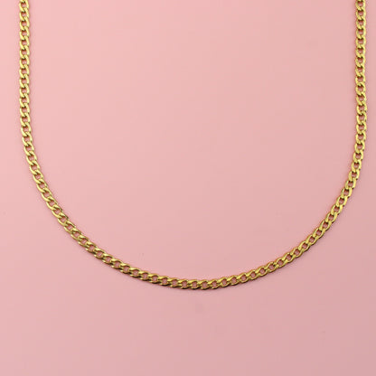 3mm Curb Chain Necklace (Gold Plated)