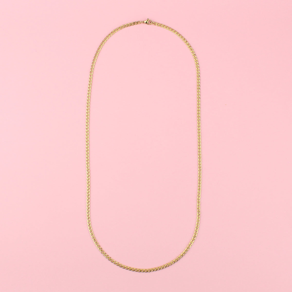 3mm Curb Chain Necklace (Gold Plated)