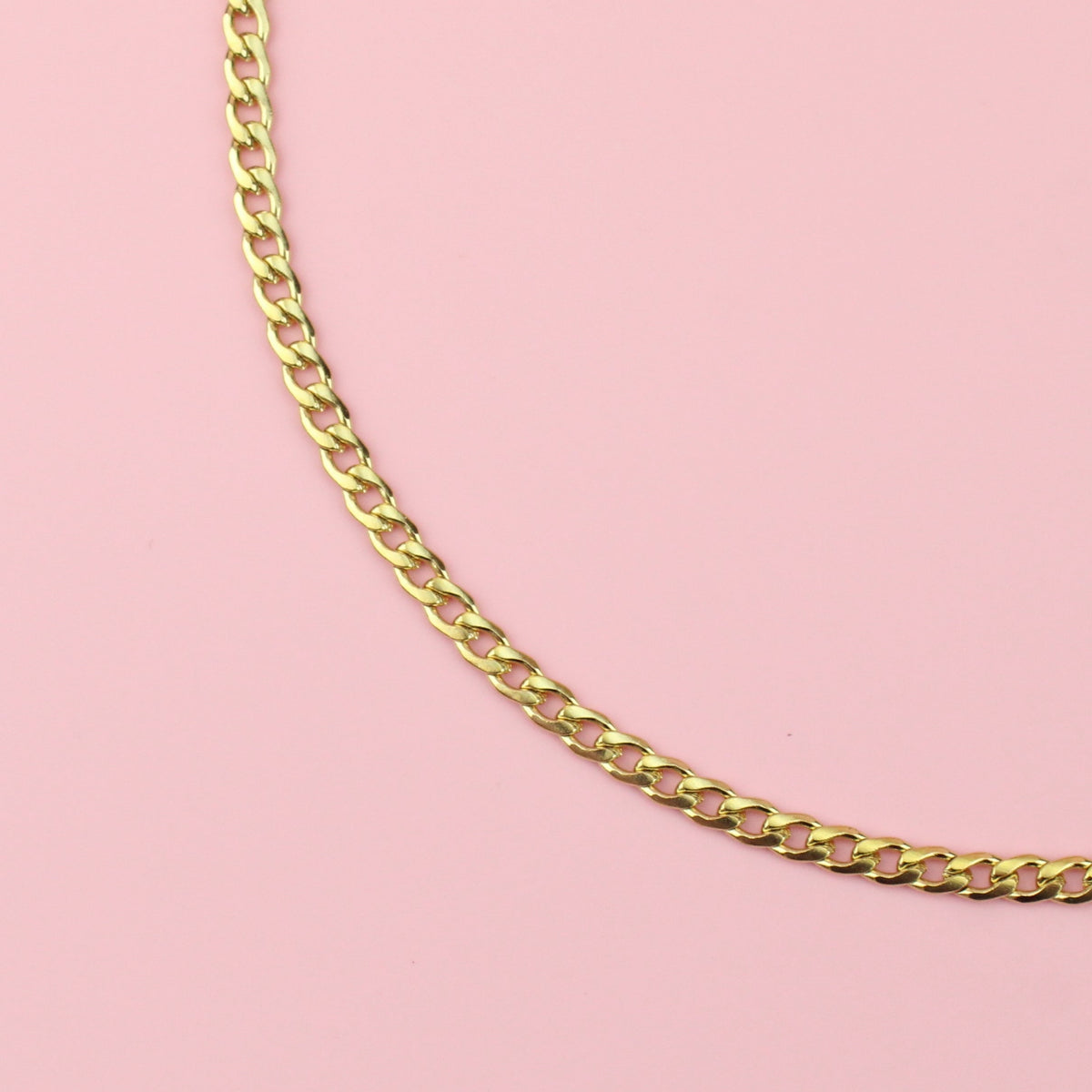 3mm Curb Chain Necklace (Gold Plated)