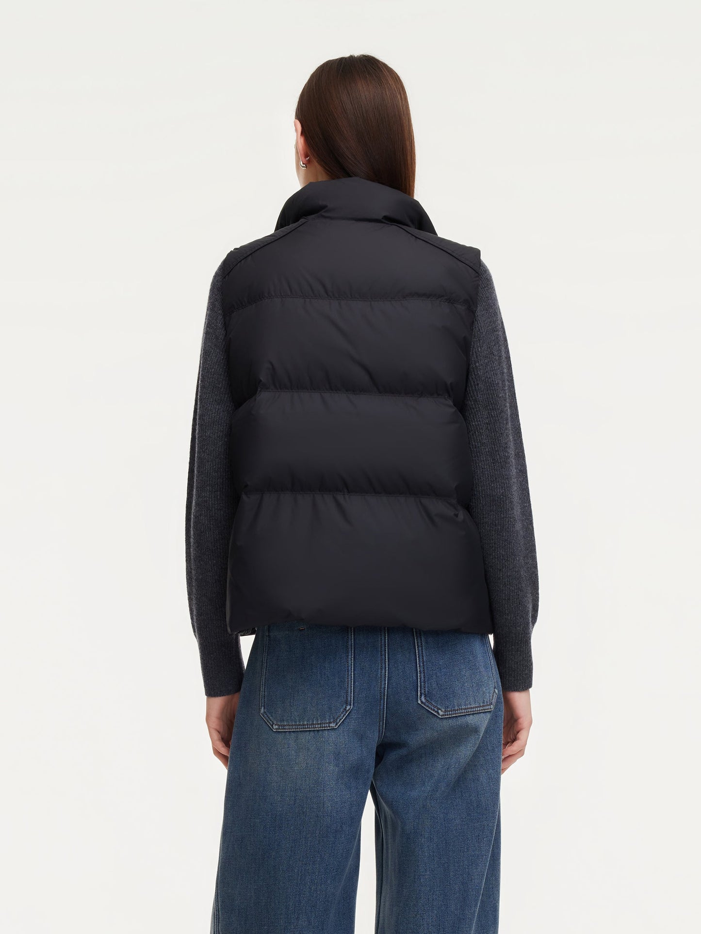 Stand Collar Zip-Up Goose Down Vest