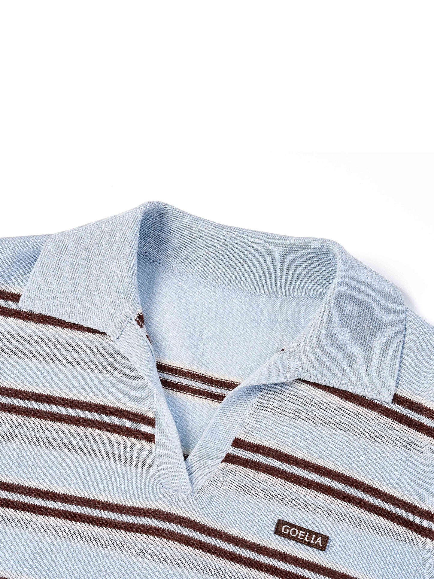 Navy Combo Stripe Women Polo Knit Top