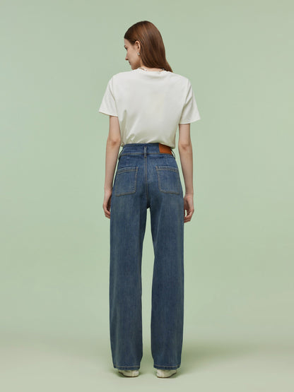 Denim Women High-Waisted Straight Leg Jeans