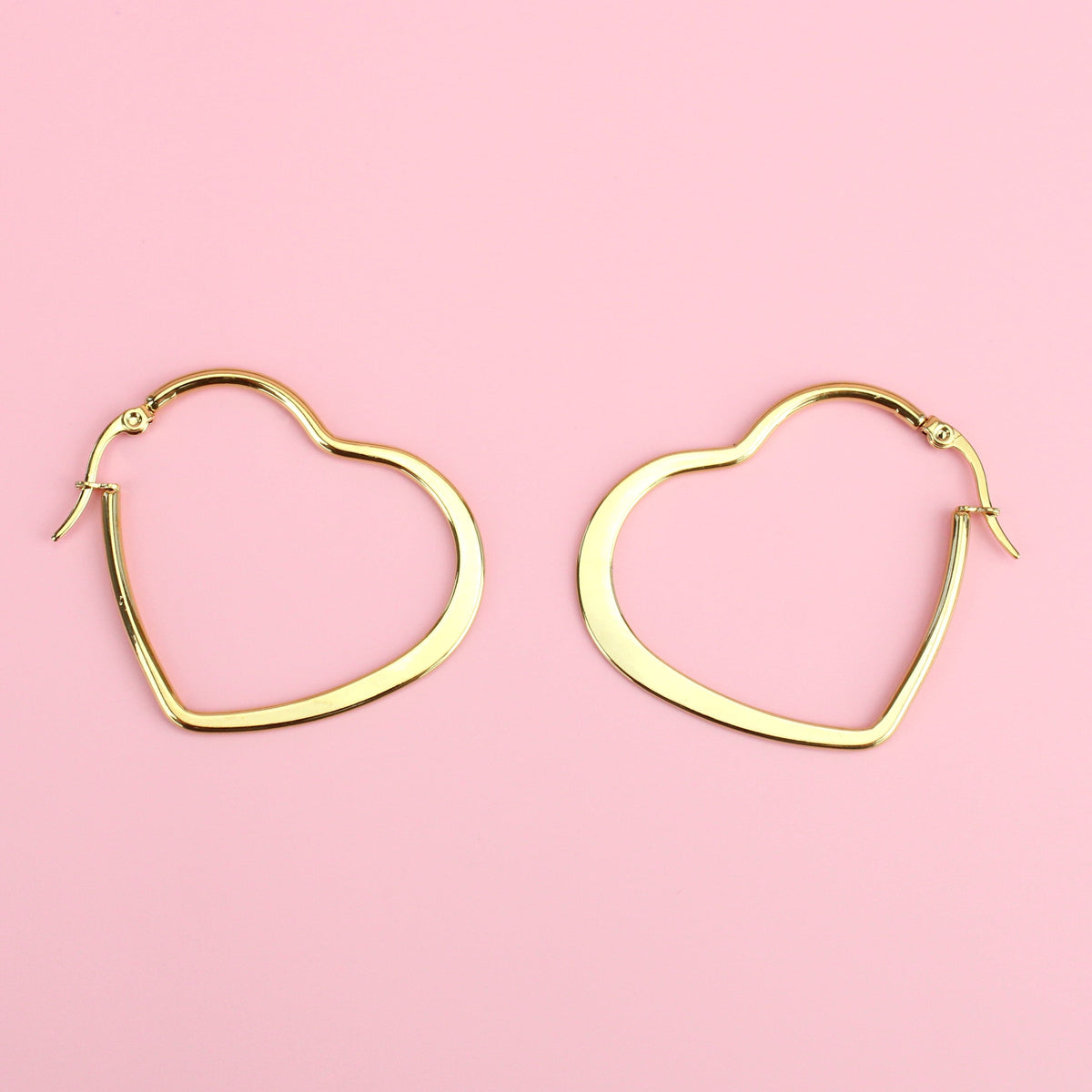 40mm Heart Hoop Earrings (Gold Plated)