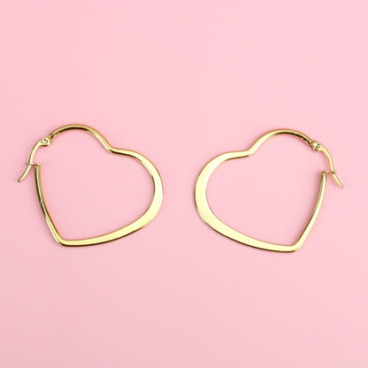 40mm Heart Hoop Earrings (Gold Plated)