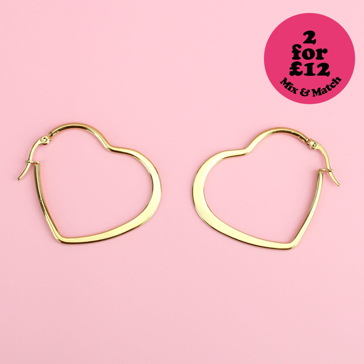 40mm Heart Hoop Earrings (Gold Plated)