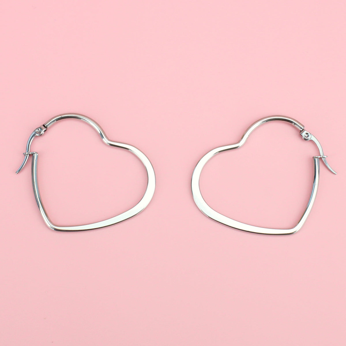 40mm Heart Hoops (Stainless Steel)