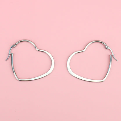 40mm Heart Hoops (Stainless Steel)