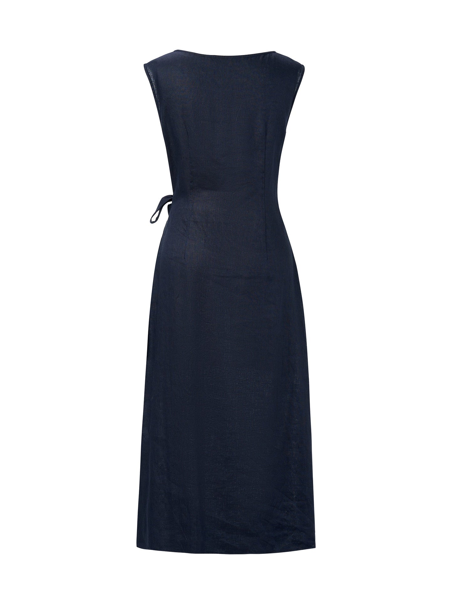 100% Linen Side Tie Women Sleeveless Maxi Dress