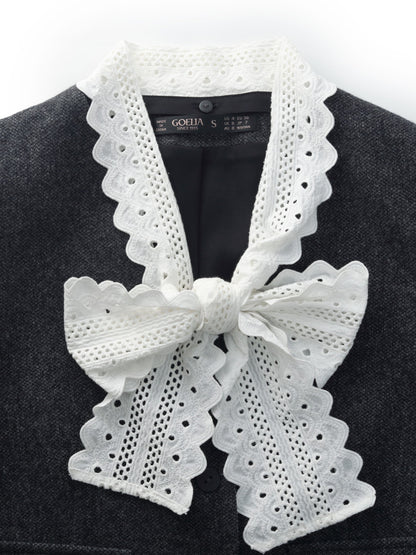 100% Washable Wool Crop Jacket And Skirt Two-Piece Set