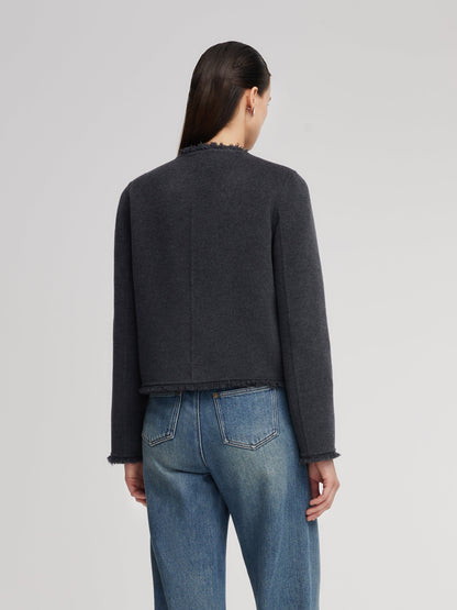 100% Wool Frayed Edge Women Jacket