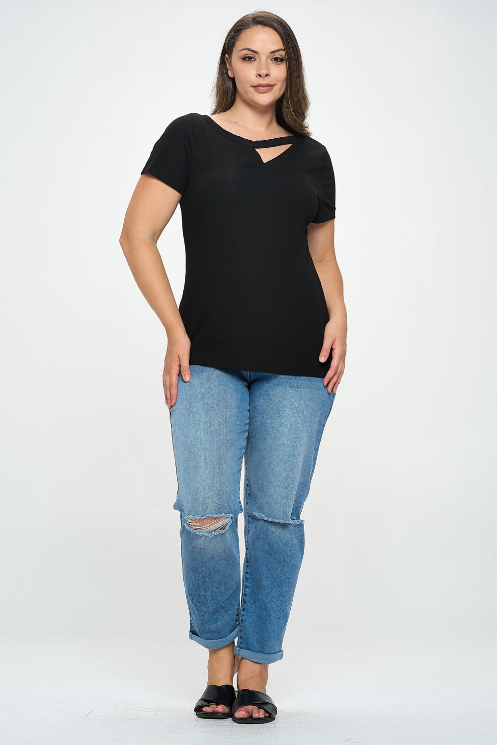 Just Beginning Unbalanced Tee - Black