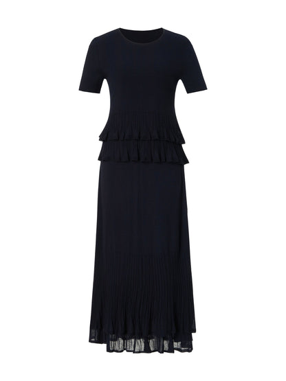 Ruffle Hem Knit Top And A-Line Skirt Two-Piece Set