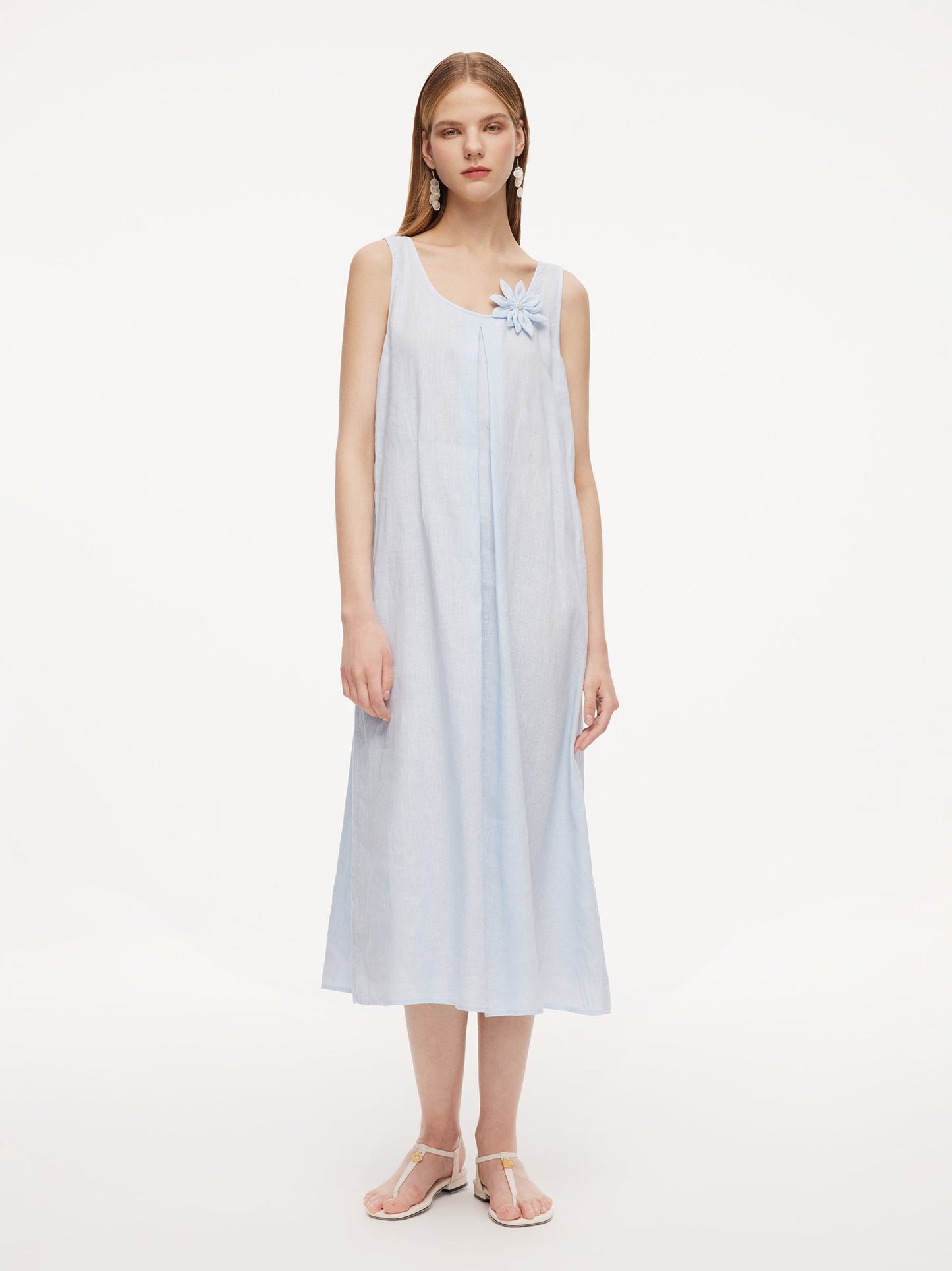 100% Linen Women Sleeveless Maxi Dress