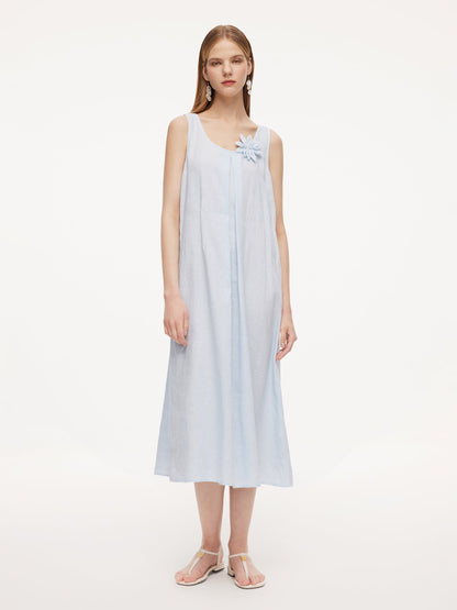 100% Linen Women Sleeveless Maxi Dress