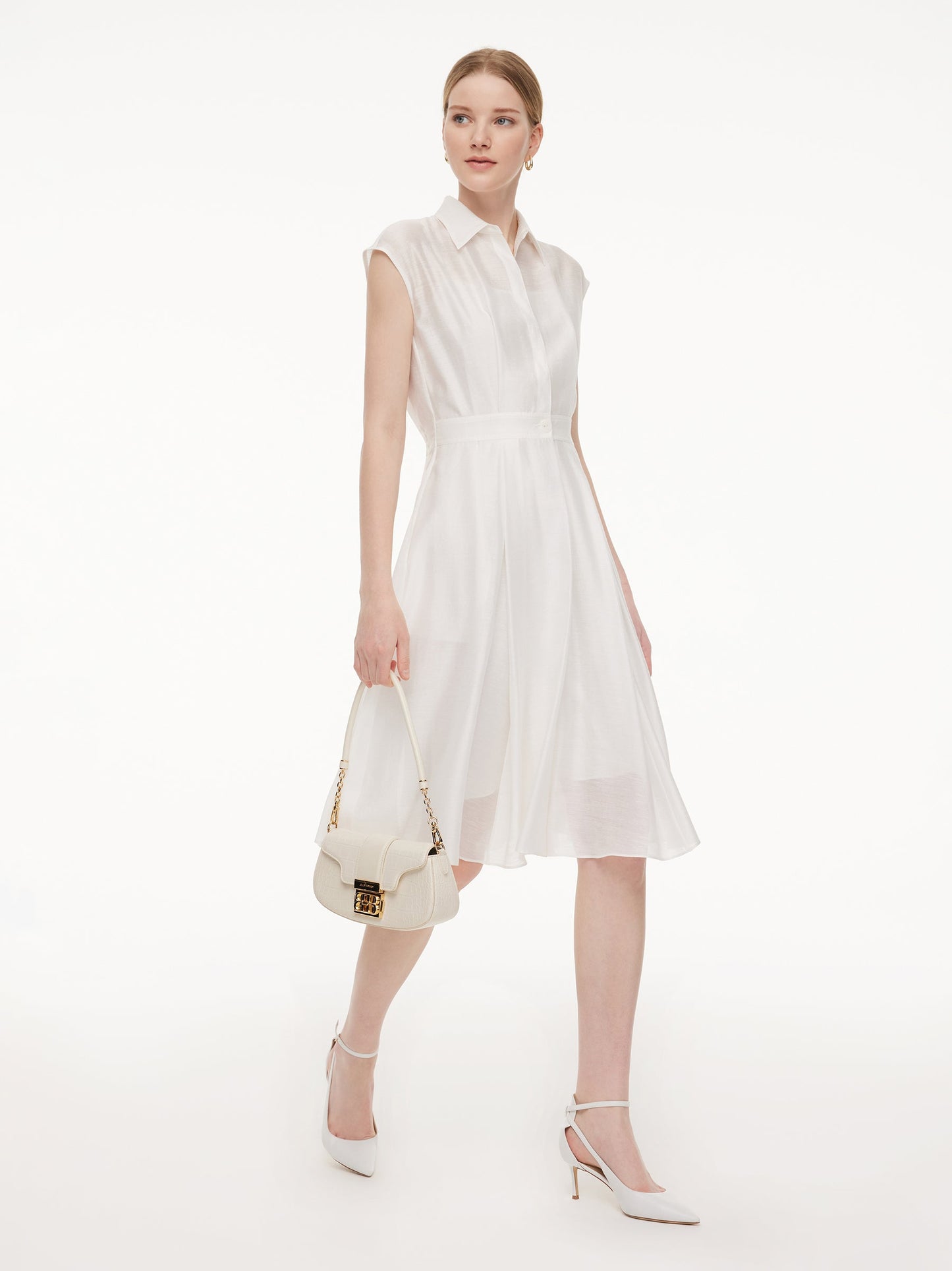 Tencel Acetate Blend Women Midi Shirt Dress