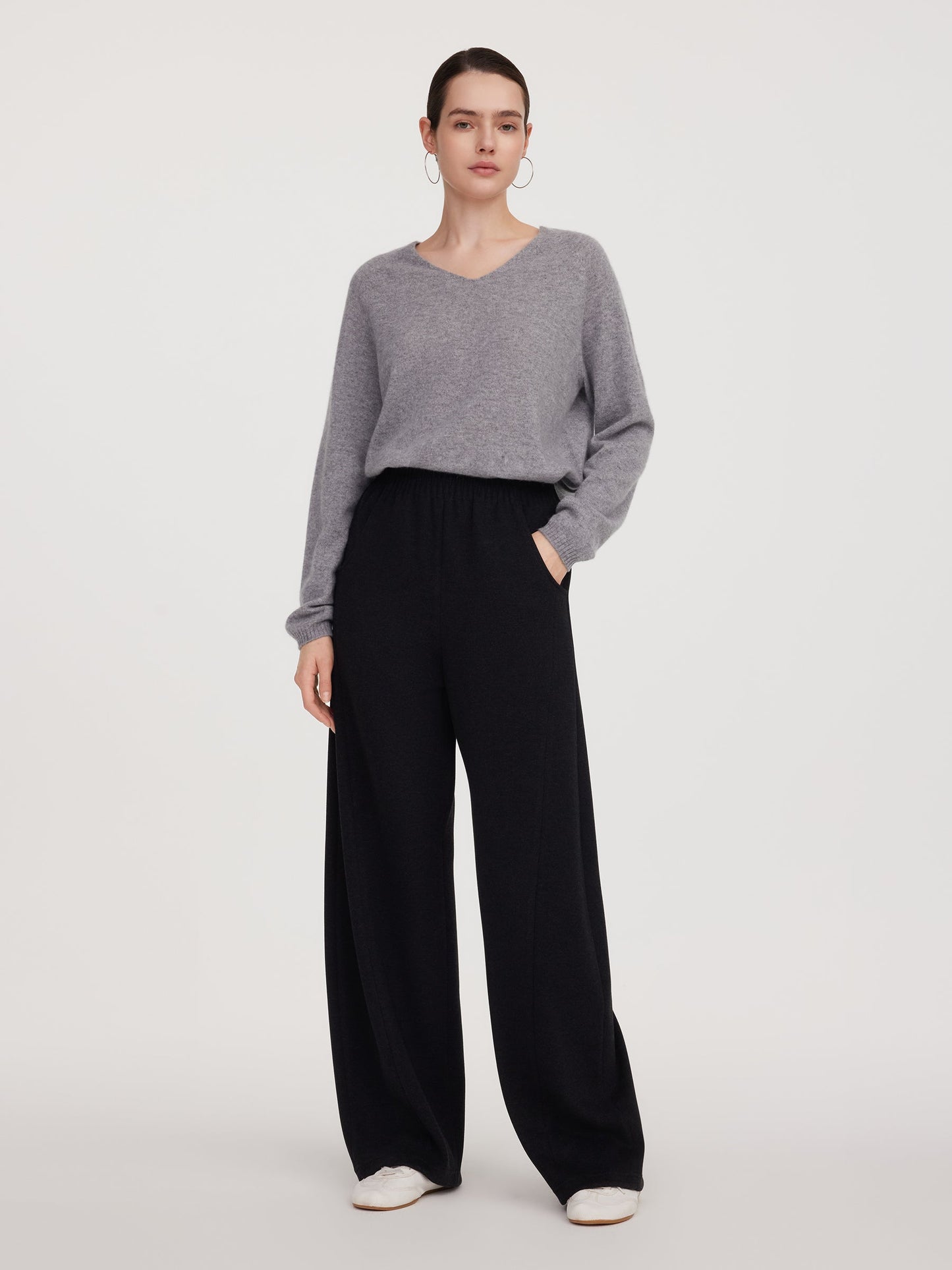 Elastic Waist Women Curved Leg Pants