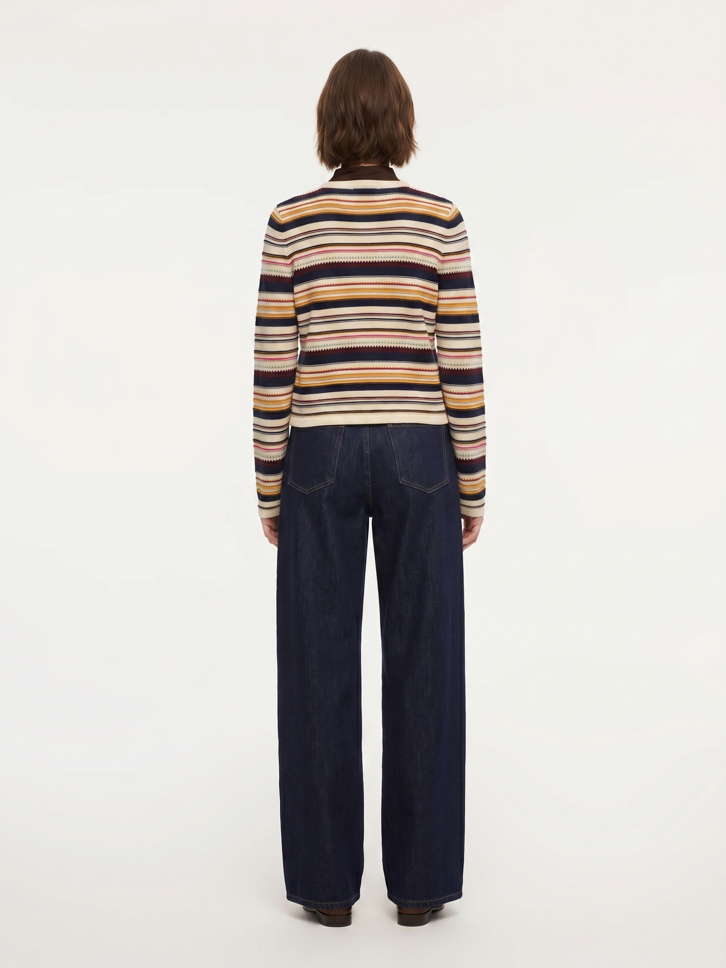 100% Cotton Multicolored Stripe Women Cardigan