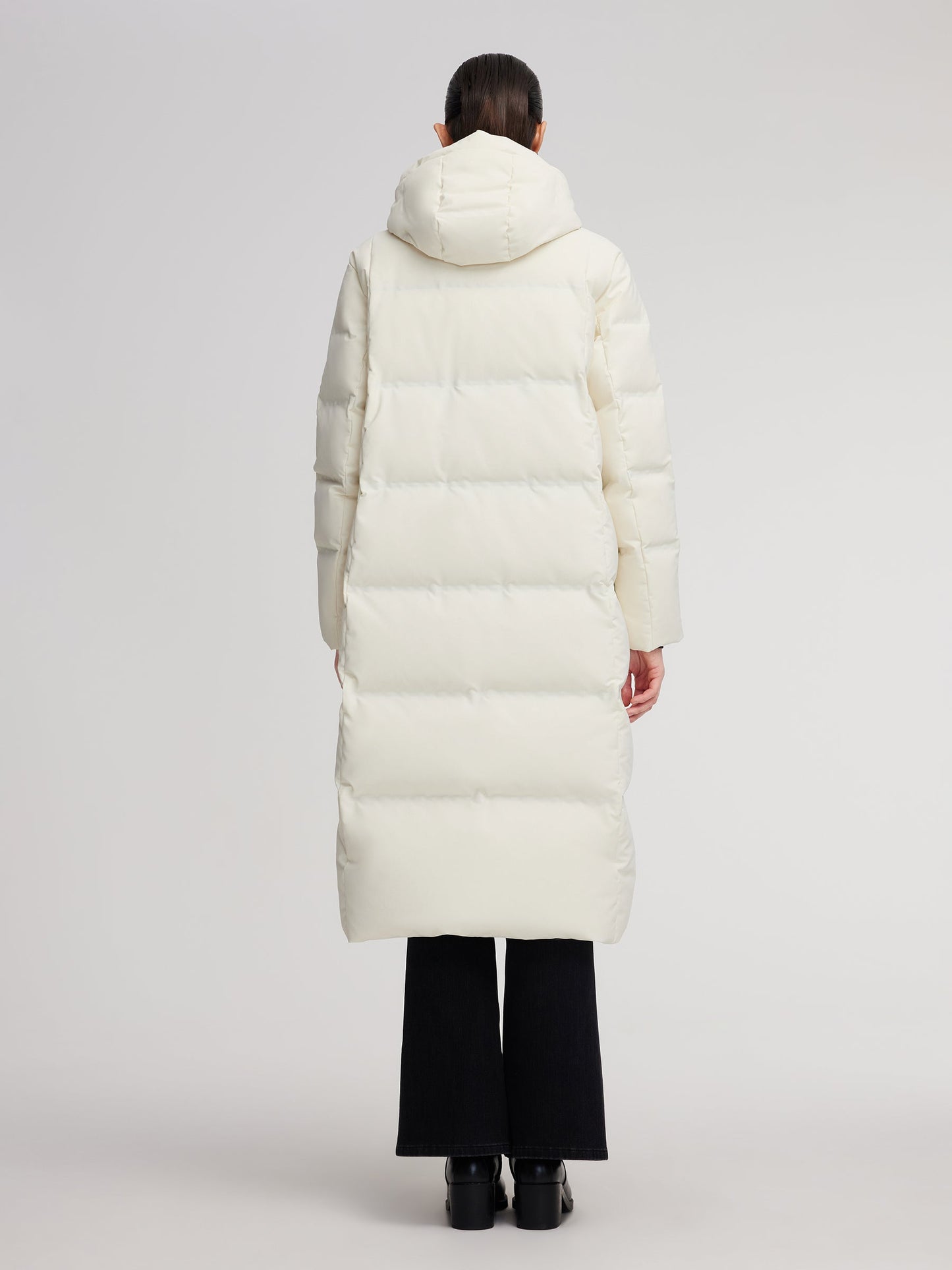 Thermal Tech Back Hooded Unisex Long Goose Down Coat