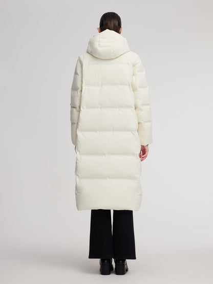 Thermal Tech Back Hooded Unisex Long Goose Down Coat