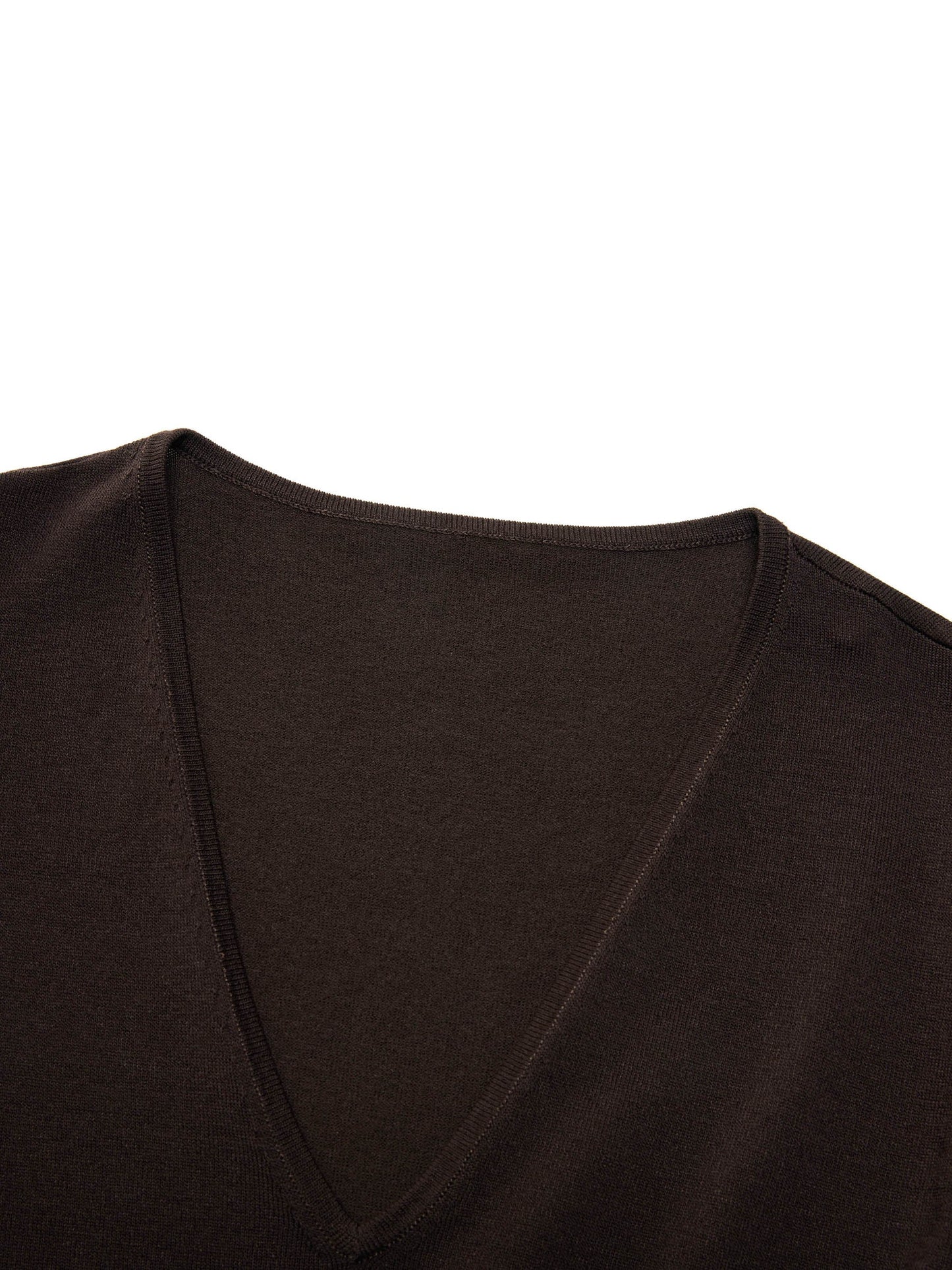 Lyocell Blend V-Neck Women Embroidered Sleeve Knit Top