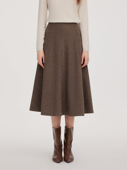 Washable Wool Women A-Line Flared Skirt