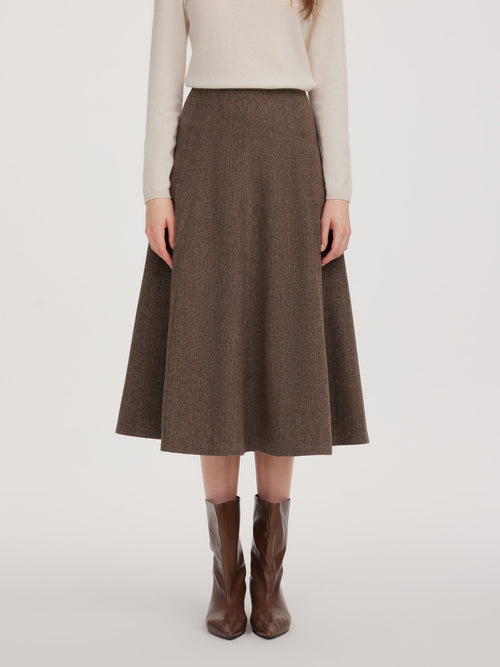Washable Wool Women A-Line Flared Skirt