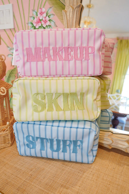 Striped Travel- Ready Cosmetic Bags