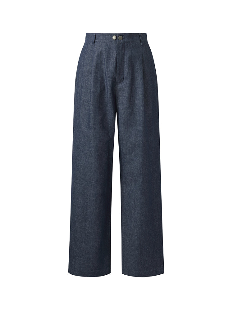 Denim Adjustable Waist Women Straight-Leg Jeans