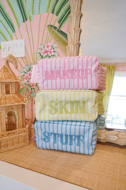 Striped Travel- Ready Cosmetic Bags