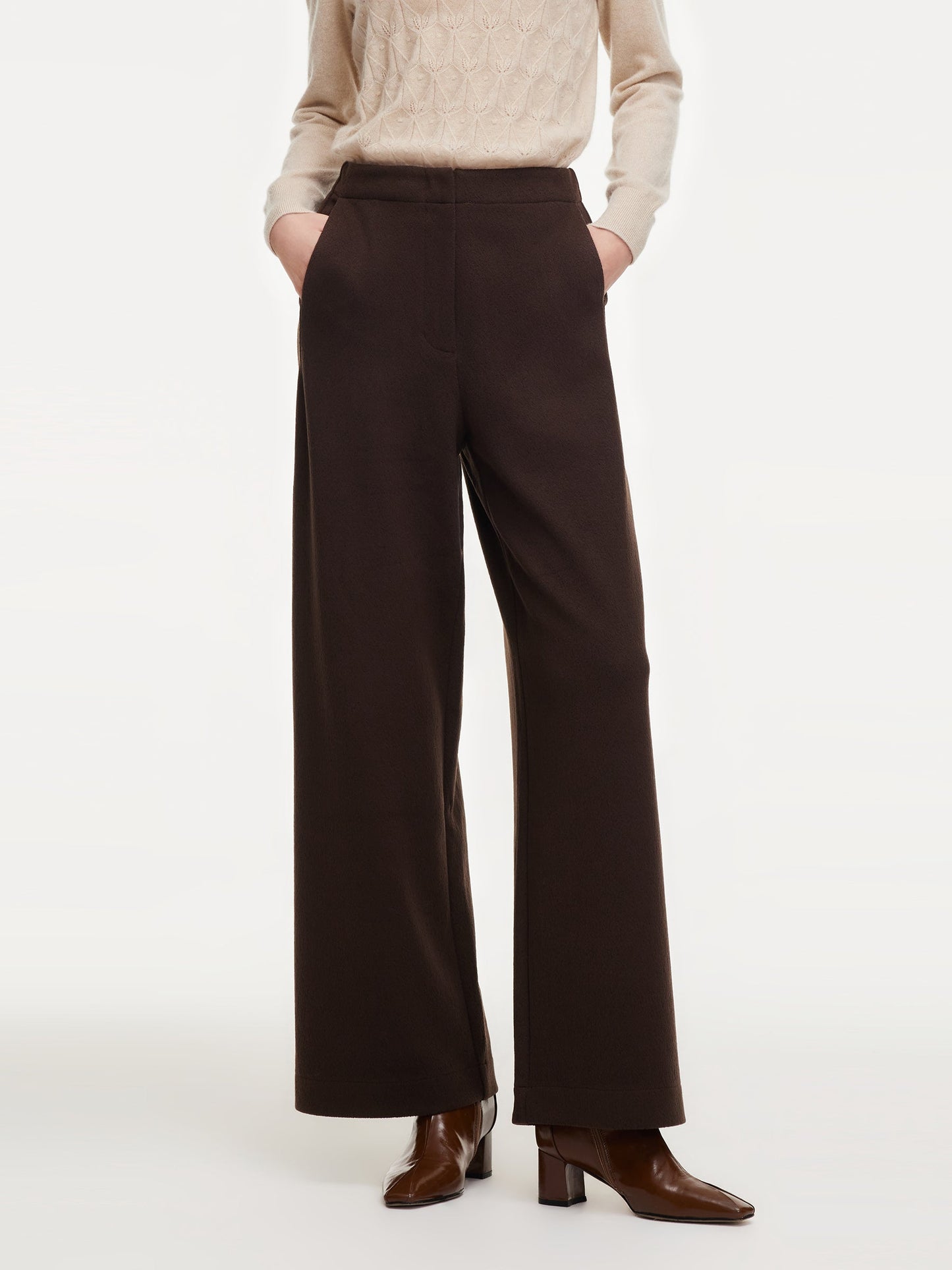 Adjustable Waist Straight Wide Leg Women Pants