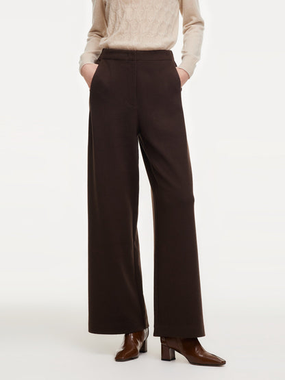 Adjustable Waist Straight Wide Leg Women Pants