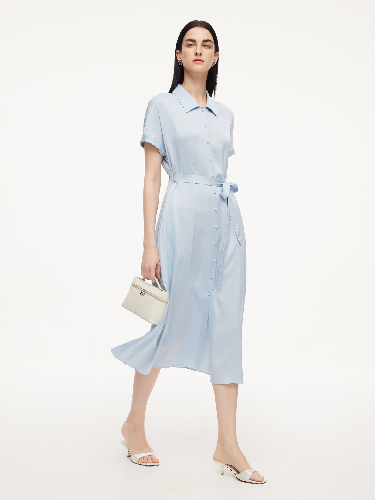 22MM Mulberry Silk Women Maxi Shirt Dress