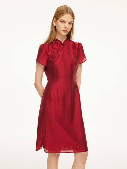 Tencel Blend Women Qipao Mini Dress