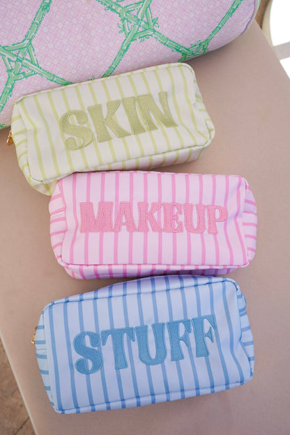 Striped Travel- Ready Cosmetic Bags