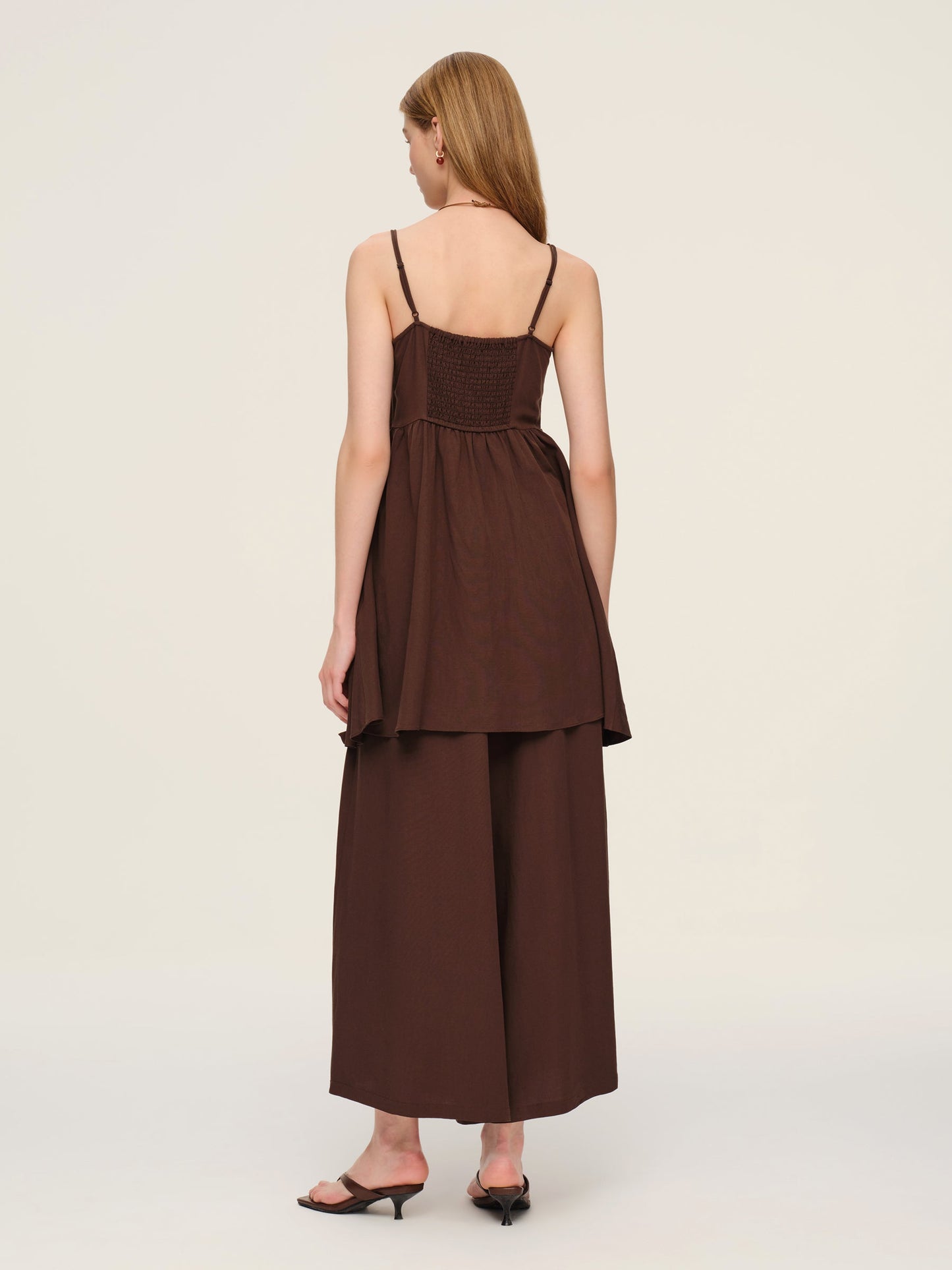 Linen Blend Camisole And Culottes Two-Piece Set