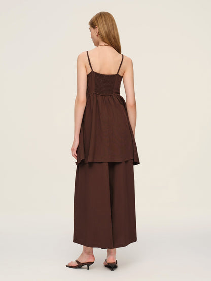 Linen Blend Camisole And Culottes Two-Piece Set