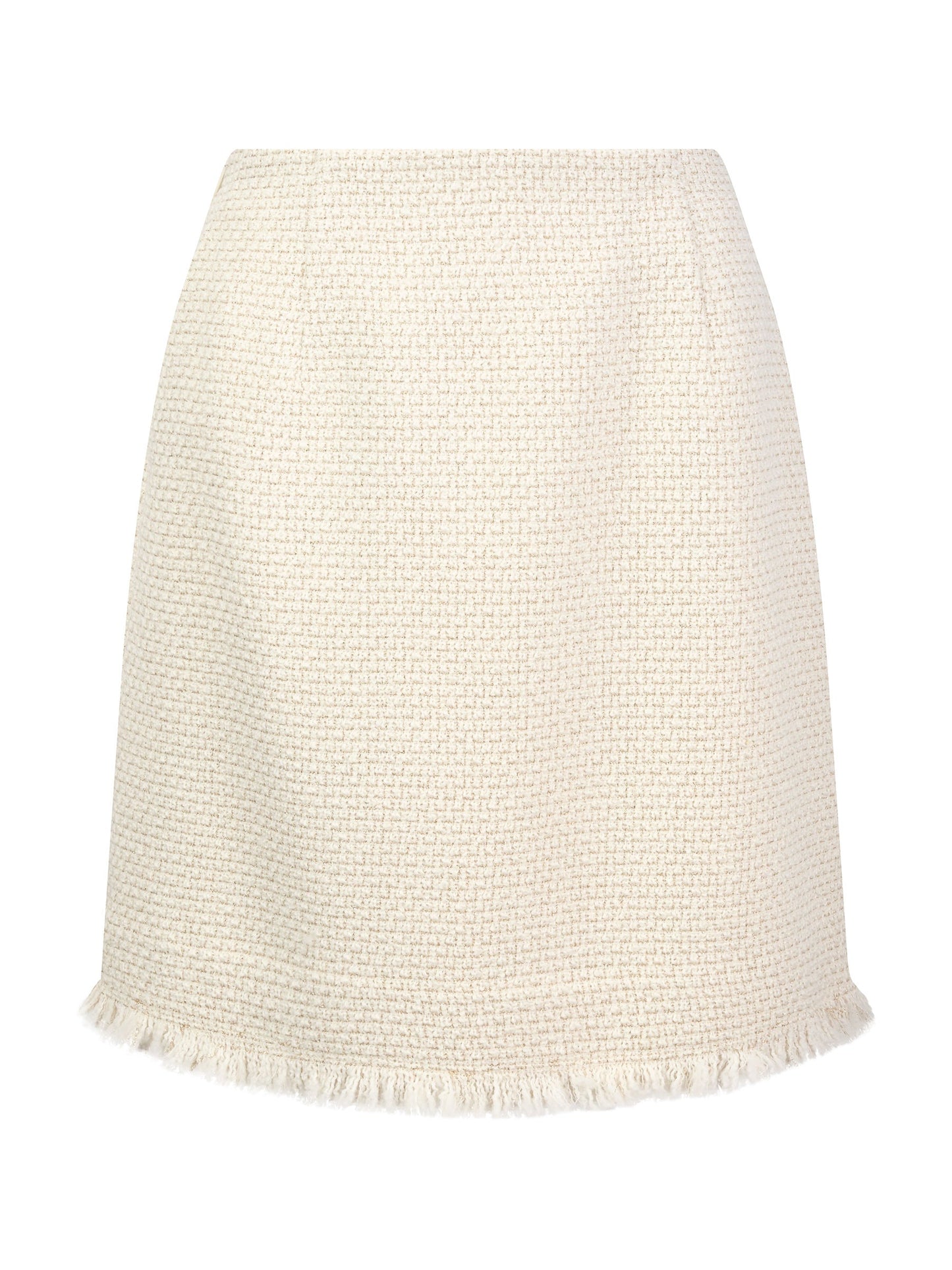 Wool Blend Tweed Fringe Hem Women Mini Skirt